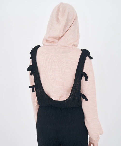 mieya mieya(ミーヤミーヤ)の「【mieya mieya】"my"HOOD KNIT CARDIGAN/マイフードニットカーディガン"(カーディガン/ボレロ・レディース・ホワイト/ピンク/グレー・FREE)」の12枚目の写真