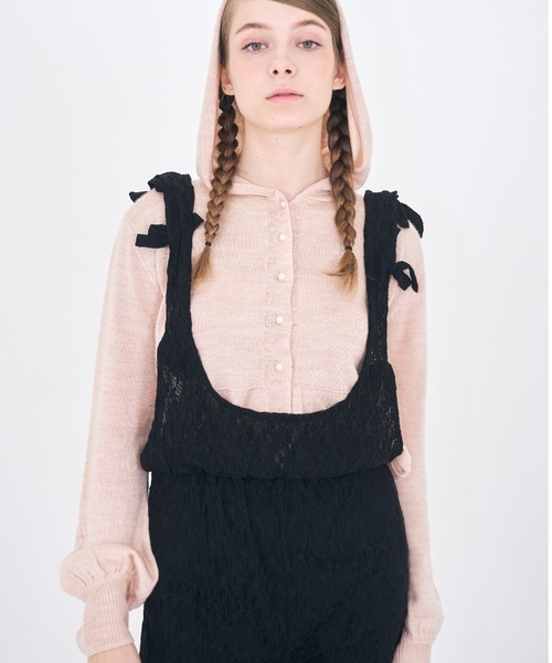 mieya mieya(ミーヤミーヤ)の「【mieya mieya】"my"HOOD KNIT CARDIGAN/マイフードニットカーディガン"(カーディガン/ボレロ・レディース・ホワイト/ピンク/グレー・FREE)」の8枚目の写真