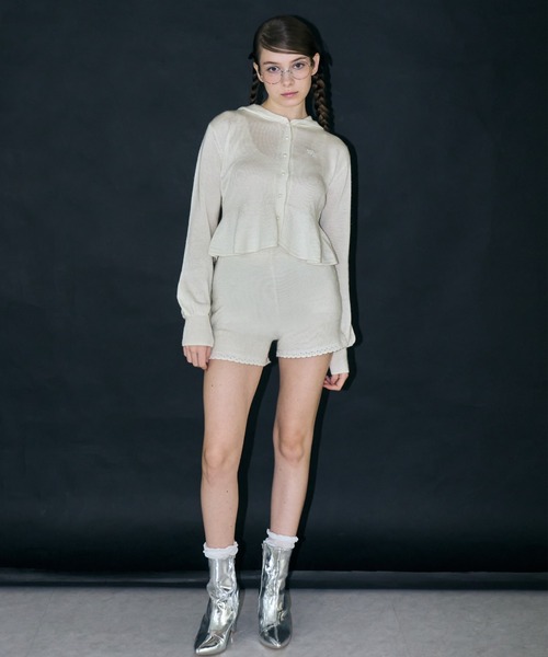mieya mieya(ミーヤミーヤ)の「【mieya mieya】"my"HOOD KNIT CARDIGAN/マイフードニットカーディガン"(カーディガン/ボレロ・レディース・ホワイト/ピンク/グレー・FREE)」の14枚目の写真
