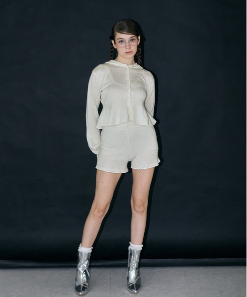 mieya mieya(ミーヤミーヤ)の「【mieya mieya】"my"HOOD KNIT CARDIGAN/マイフードニットカーディガン"(カーディガン/ボレロ・レディース・ホワイト/ピンク/グレー・FREE)」の15枚目の写真