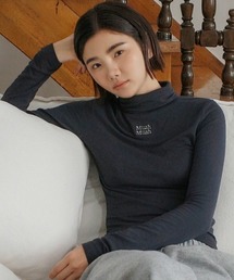 A'GEM/9 × .kom 『muah muah/ムーアムーア』 WOOL STITCH MOCKNECK T-SHIRT/モックネック ウール ステッチ長袖Tシャツ