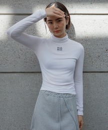 A'GEM/9 × .kom 『muah muah/ムーアムーア』 WOOL STITCH MOCKNECK T-SHIRT/モックネック ウール ステッチ長袖Tシャツ