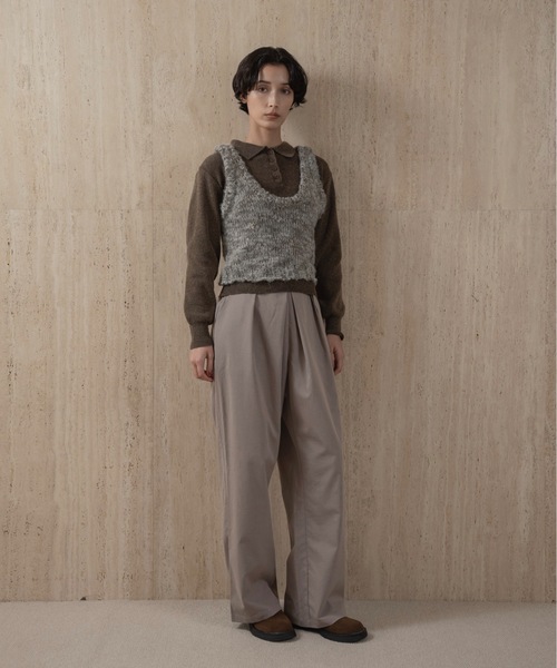 lawgy（ラウジー）の「simple polo rafu knit pullover / シンプルポロラフニットプルオーバー（ニット/セーター・レディース・ヘザーグレー/ブラック/ホワイト/ピンク/ダークブラウン/レッド・FREE）」の14枚目の写真