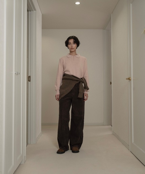 lawgy（ラウジー）の「simple polo rafu knit pullover / シンプルポロラフニットプルオーバー（ニット/セーター・レディース・ヘザーグレー/ブラック/ホワイト/ピンク/ダークブラウン/レッド・FREE）」の15枚目の写真