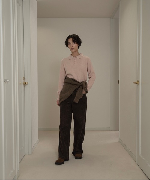 lawgy（ラウジー）の「simple polo rafu knit pullover / シンプルポロラフニットプルオーバー（ニット/セーター・レディース・ヘザーグレー/ブラック/ホワイト/ピンク/ダークブラウン/レッド・FREE）」の12枚目の写真