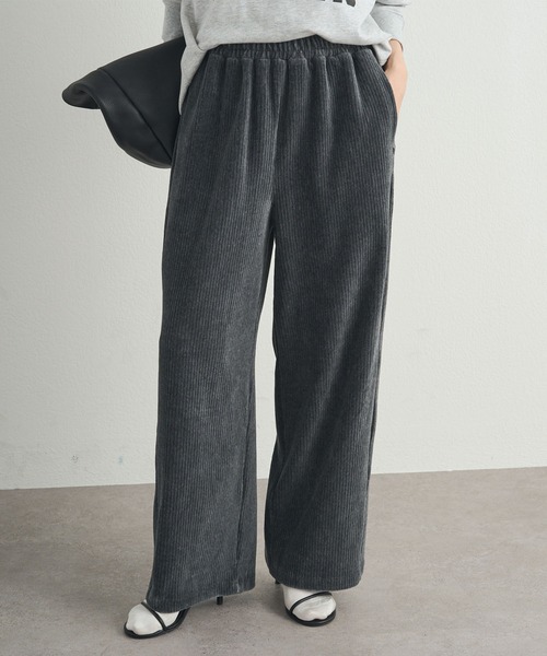 PUAL CE CIN（ピュアルセシン）の「ストレッチコールテン イージーパンツ（その他パンツ・レディース・ブラウン/ブラック/グレー・FREE）」の2枚目の写真
