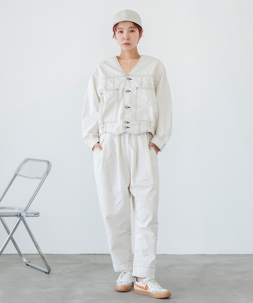 sneeuw(スニュウ)の「タックドローパンツ(その他パンツ・レディース・ホワイト/グリーン・1/3)」の4枚目の写真