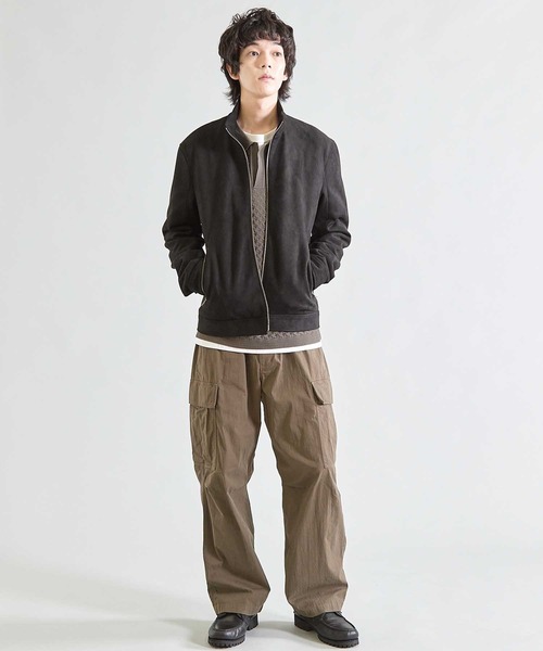 UNION STATION(ユニオンステーション)の「ビーガンスウェード ジップブルゾン(ブルゾン・メンズ・ベージュ/オリーブ/ブラック/ライトグレー・M/L/LL)」の8枚目の写真
