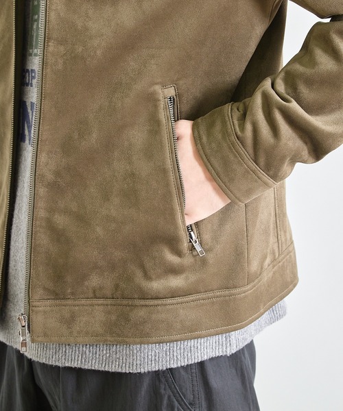 UNION STATION(ユニオンステーション)の「ビーガンスウェード ジップブルゾン(ブルゾン・メンズ・ベージュ/オリーブ/ブラック/ライトグレー・M/L/LL)」の12枚目の写真