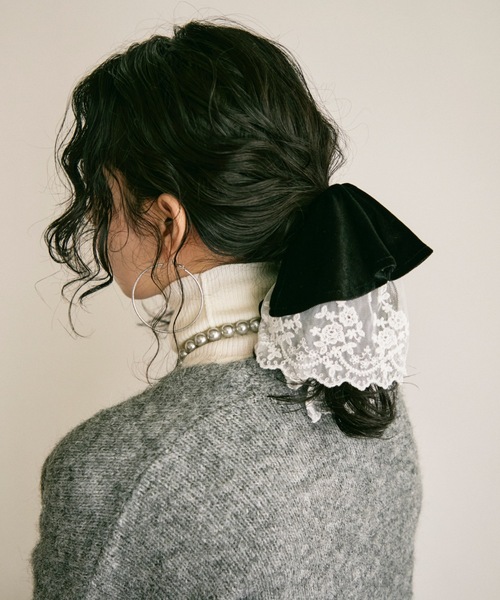 Velour lace over scrunchie / ベロアレースオーバーシュシュ