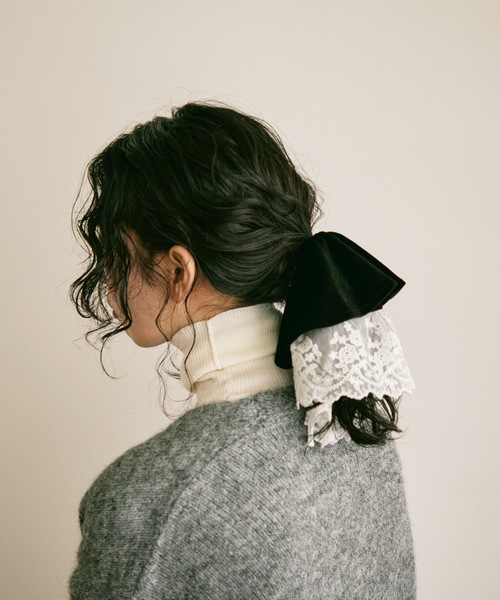 セール】Velour lace over scrunchie / ベロアレースオーバーシュシュ