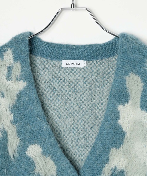 セール】5ゲージ柄シャギーVカーディガン 606406（カーディガン/ボレロ