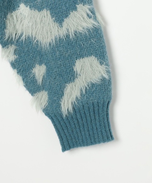 5ゲージ柄シャギーVカーディガン 606406（カーディガン/ボレロ