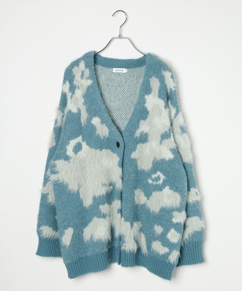 5ゲージ柄シャギーVカーディガン 606406（カーディガン/ボレロ
