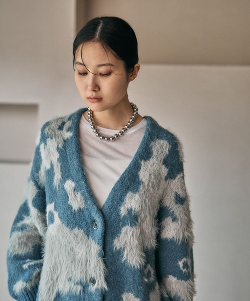 LEPSIM（レプシィム）の「5ゲージ柄シャギーVカーディガン 606406