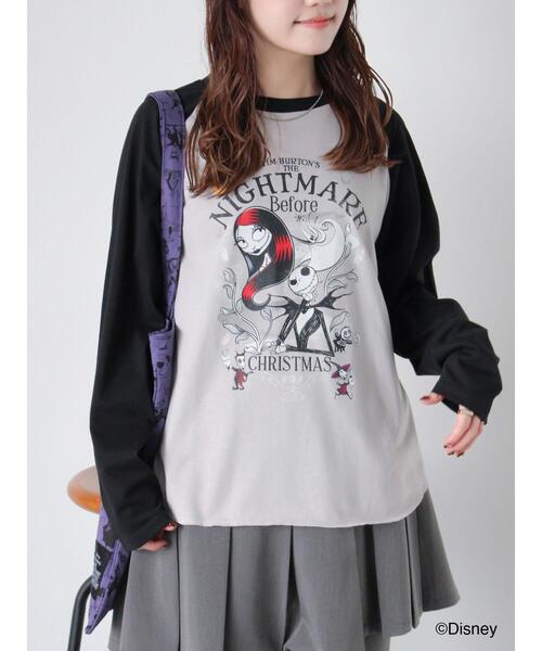 ehka sopo(エヘカソポ)の「【Disney】ナイトメアー・ビフォア・クリスマス/ラグランTシャツ(Tシャツ/カットソー・レディース・グレー/キナリ/オフホワイト・F)」の3枚目の写真