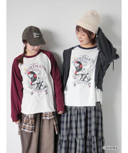 ehka sopo(エヘカソポ)の「【Disney】ナイトメアー・ビフォア・クリスマス/ラグランTシャツ(Tシャツ/カットソー・レディース・グレー/キナリ/オフホワイト・F)」の4枚目の写真