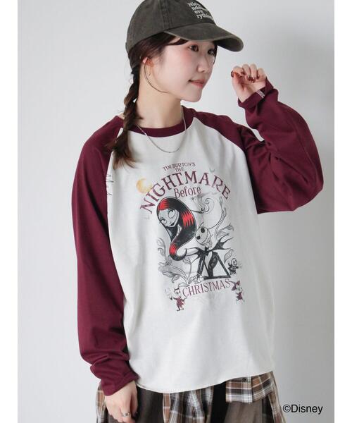 ehka sopo(エヘカソポ)の「【Disney】ナイトメアー・ビフォア・クリスマス/ラグランTシャツ(Tシャツ/カットソー・レディース・グレー/キナリ/オフホワイト・F)」の6枚目の写真