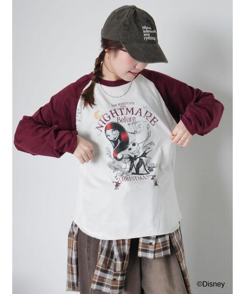 ehka sopo(エヘカソポ)の「【Disney】ナイトメアー・ビフォア・クリスマス/ラグランTシャツ(Tシャツ/カットソー・レディース・グレー/キナリ/オフホワイト・F)」の7枚目の写真