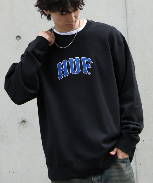 【HUF/ハフ】ARCH APPLIQUE CREW NECK/裏起毛 ロゴアップリケ クルーネックスウェット