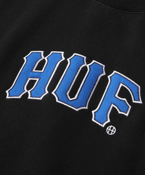 HUF(ハフ)の「【HUF/ハフ】ARCH APPLIQUE CREW NECK/裏起毛 ロゴアップリケ クルーネックスウェット(スウェット・メンズ・ブラック/アッシュ・XL/L/M/S)」の12枚目の写真