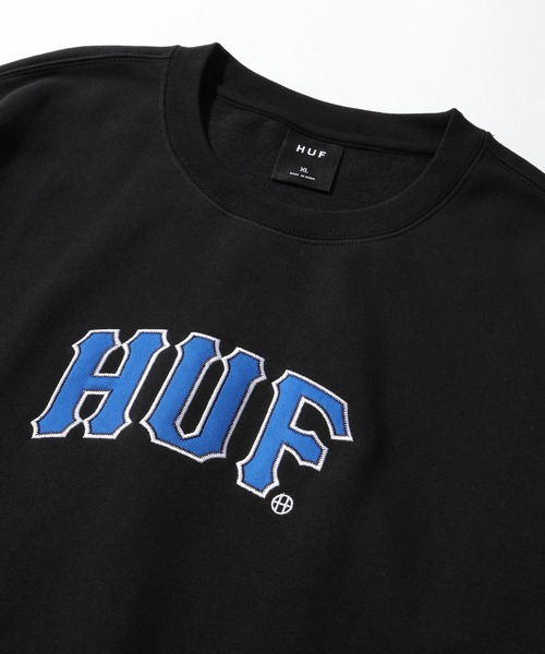 HUF(ハフ)の「【HUF/ハフ】ARCH APPLIQUE CREW NECK/裏起毛 ロゴアップリケ クルーネックスウェット(スウェット・メンズ・ブラック/アッシュ・XL/L/M/S)」の11枚目の写真