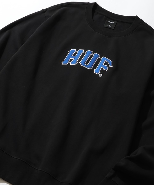 HUF(ハフ)の「【HUF/ハフ】ARCH APPLIQUE CREW NECK/裏起毛 ロゴアップリケ クルーネックスウェット(スウェット・メンズ・ブラック/アッシュ・XL/L/M/S)」の9枚目の写真
