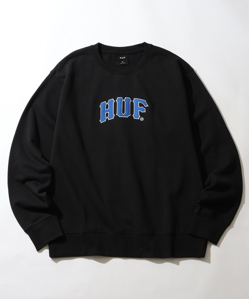 HUF(ハフ)の「【HUF/ハフ】ARCH APPLIQUE CREW NECK/裏起毛 ロゴアップリケ クルーネックスウェット(スウェット・メンズ・ブラック/アッシュ・XL/L/M/S)」の7枚目の写真