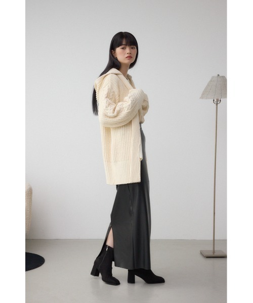 AZUL by moussy（アズールバイマウジー）の「マットモールフードトッパーカーデ（カーディガン/ボレロ・レディース・アイボリー/ブラック/ダークグリーン/ライトグレー・FREE）」の7枚目の写真