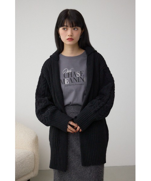AZUL by moussy（アズールバイマウジー）の「マットモールフードトッパーカーデ（カーディガン/ボレロ・レディース・アイボリー/ブラック/ダークグリーン/ライトグレー・FREE）」の19枚目の写真
