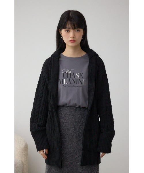 AZUL by moussy（アズールバイマウジー）の「マットモールフードトッパーカーデ（カーディガン/ボレロ・レディース・アイボリー/ブラック/ダークグリーン/ライトグレー・FREE）」の21枚目の写真