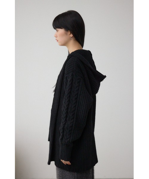 AZUL by moussy（アズールバイマウジー）の「マットモールフードトッパーカーデ（カーディガン/ボレロ・レディース・アイボリー/ブラック/ダークグリーン/ライトグレー・FREE）」の22枚目の写真