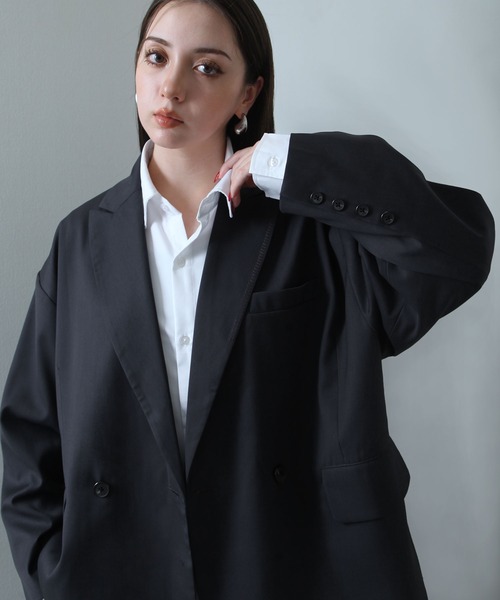 セール】【420g/m】配色刺繍ステッチ ダブルフルイドテーラード