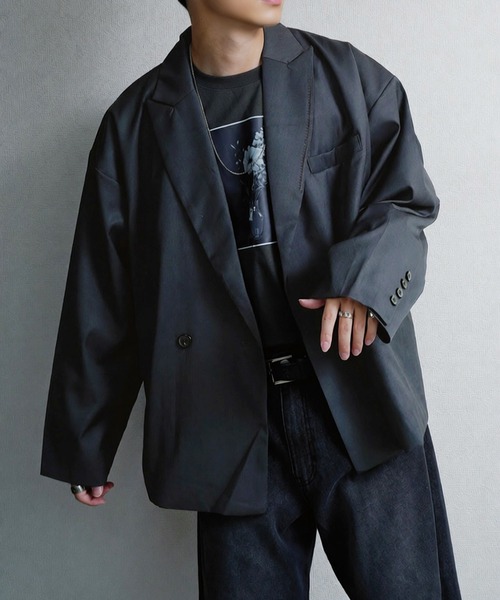 セール】【420g/m】配色刺繍ステッチ ダブルフルイドテーラード