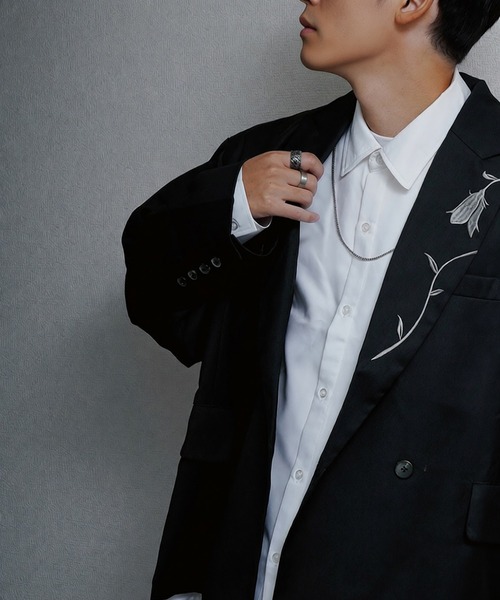 NILWAY(ニルウェイ)の「【420g/m】配色刺繍ステッチ ダブルフルイドテーラードジャケット(テーラードジャケット・メンズ・ブラック/ライトグレー/モスグリーン系/チャコール/ブラック系・MEDIUM/LARGE)」の11枚目の写真