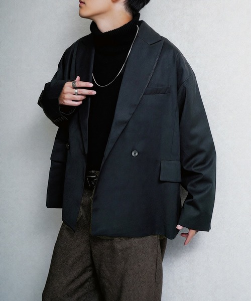 NILWAY(ニルウェイ)の「【420g/m】配色刺繍ステッチ ダブルフルイドテーラードジャケット(テーラードジャケット・メンズ・ブラック/ライトグレー/モスグリーン系/チャコール/ブラック系・MEDIUM/LARGE)」の18枚目の写真