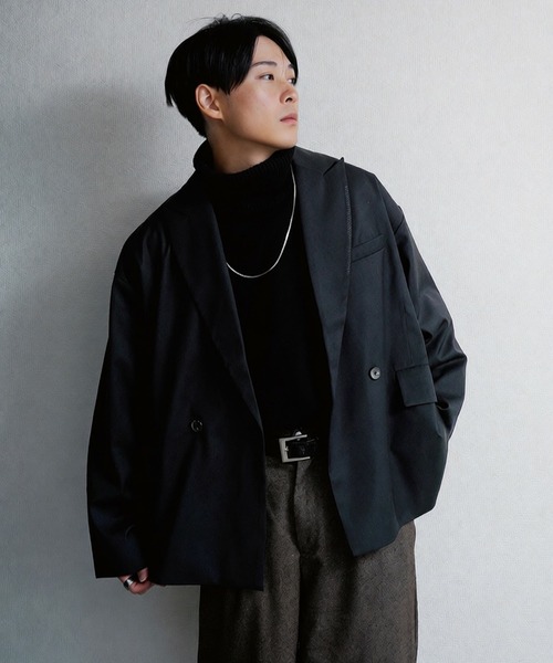 NILWAY(ニルウェイ)の「【420g/m】配色刺繍ステッチ ダブルフルイドテーラードジャケット(テーラードジャケット・メンズ・ブラック/ライトグレー/モスグリーン系/チャコール/ブラック系・MEDIUM/LARGE)」の19枚目の写真