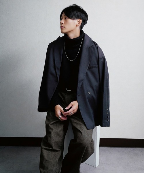 NILWAY(ニルウェイ)の「【420g/m】配色刺繍ステッチ ダブルフルイドテーラードジャケット(テーラードジャケット・メンズ・ブラック/ライトグレー/モスグリーン系/チャコール/ブラック系・MEDIUM/LARGE)」の20枚目の写真