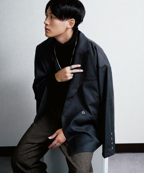 NILWAY(ニルウェイ)の「【420g/m】配色刺繍ステッチ ダブルフルイドテーラードジャケット(テーラードジャケット・メンズ・ブラック/ライトグレー/モスグリーン系/チャコール/ブラック系・MEDIUM/LARGE)」の21枚目の写真