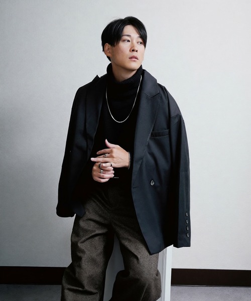 NILWAY(ニルウェイ)の「【420g/m】配色刺繍ステッチ ダブルフルイドテーラードジャケット(テーラードジャケット・メンズ・ブラック/ライトグレー/モスグリーン系/チャコール/ブラック系・MEDIUM/LARGE)」の22枚目の写真