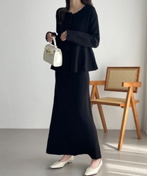 ONEP STAR（ワンピスター）の「ペプラムブラウス＆Iラインロングスカートセットアップ（セットアップ）」