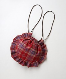 KIVISDOU（キビスドウ）の「ネルチェック　フリル　巾着バッグ（ハンドバッグ）」