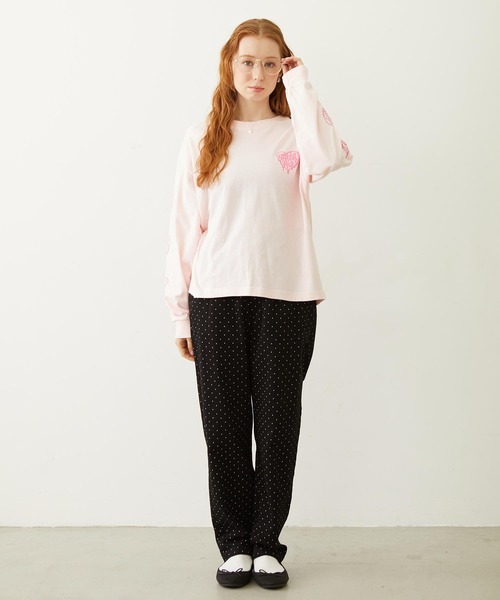 MILKFED.(ミルクフェド)の「MELTY HEART WIDE L/S TEE(Tシャツ/カットソー・レディース・ホワイト/ブラック/ライトピンク・M/L)」の4枚目の写真