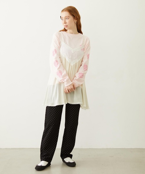 MILKFED.(ミルクフェド)の「MELTY HEART WIDE L/S TEE(Tシャツ/カットソー・レディース・ホワイト/ブラック/ライトピンク・M/L)」の6枚目の写真