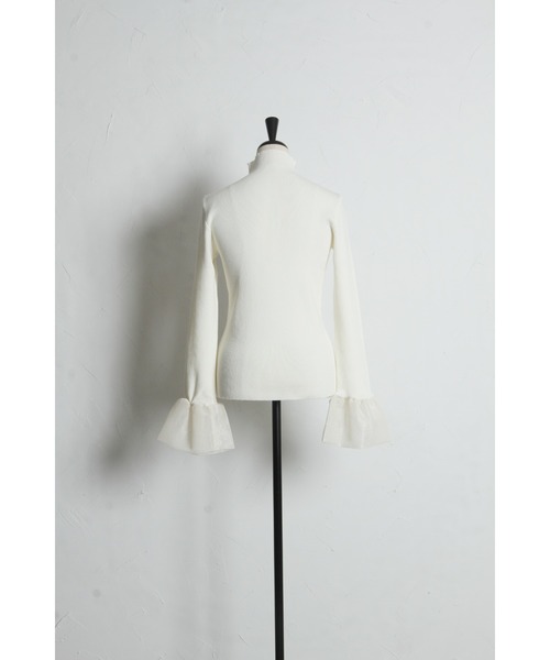 &. NOSTALGIA（アンドドットノスタルジア）の「メッシュフレアスリーブニット（ニット/セーター・レディース・ブラック/オフホワイト・M）」の18枚目の写真