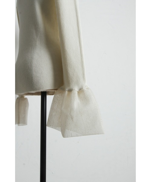 &. NOSTALGIA（アンドドットノスタルジア）の「メッシュフレアスリーブニット（ニット/セーター・レディース・ブラック/オフホワイト・M）」の22枚目の写真