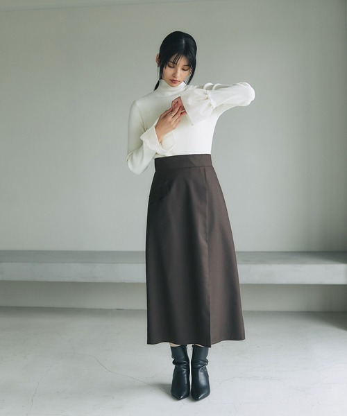 &. NOSTALGIA（アンドドットノスタルジア）の「メッシュフレアスリーブニット（ニット/セーター・レディース・ブラック/オフホワイト・M）」の9枚目の写真