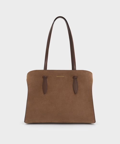 CHARLES & KEITH(チャールズ & キース)の「Allyn アリン スエードイロンゲイティッドハンドル トートバッグ(トートバッグ・レディース・モカ・L)」の1枚目の写真