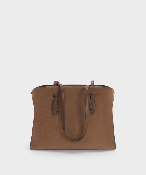 CHARLES & KEITH(チャールズ & キース)の「Allyn アリン スエードイロンゲイティッドハンドル トートバッグ(トートバッグ・レディース・モカ・L)」の6枚目の写真