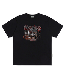 ESCAPEFROM（エスケープフロム）の「Vintage City Print Overfit Short Sleeve Tee Black（Tシャツ/カットソー・メンズ）」